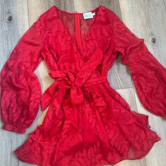 Hello Molly Vibrant Red Long Sleeve Dress - Picture 5 of 9